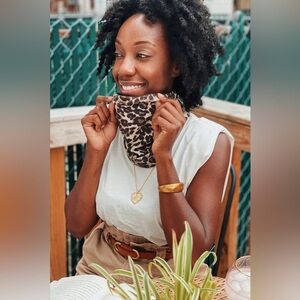 NWT Anthropologie Leopard Print Amadi Tie-Back Bandana Face Mask Scarf Wrap